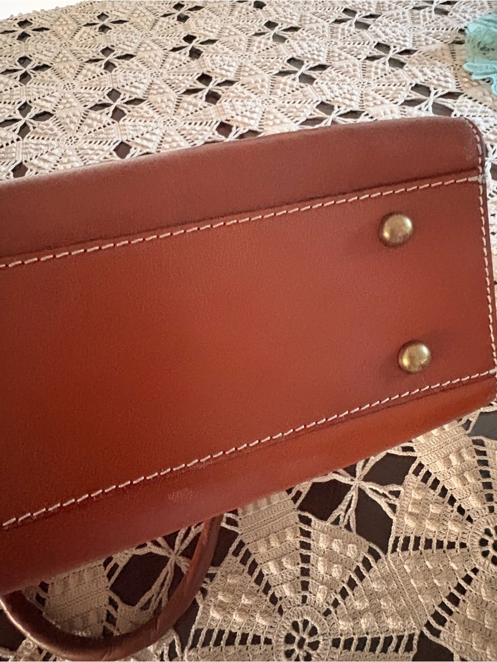 Patricia Nash Cognac Leather Shoulder Tote with Stud Trim - Picture 9 of 16